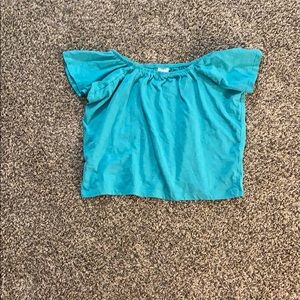 Turquoise off the shoulders short bit cropped